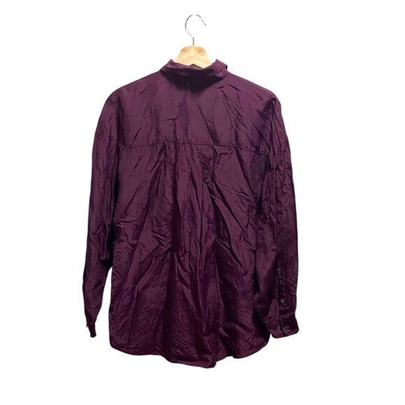 Express Silk Button Down Blouse Burgundy Size M Vintage - Picture 10 of 12